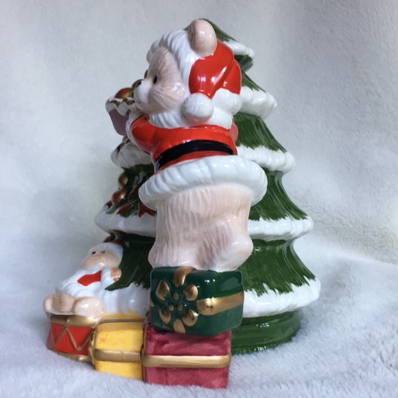 World Bazaar Cute Teddy Bear in Santa Suit Christmas Tree teapot hand painted - Picture 4 of 13